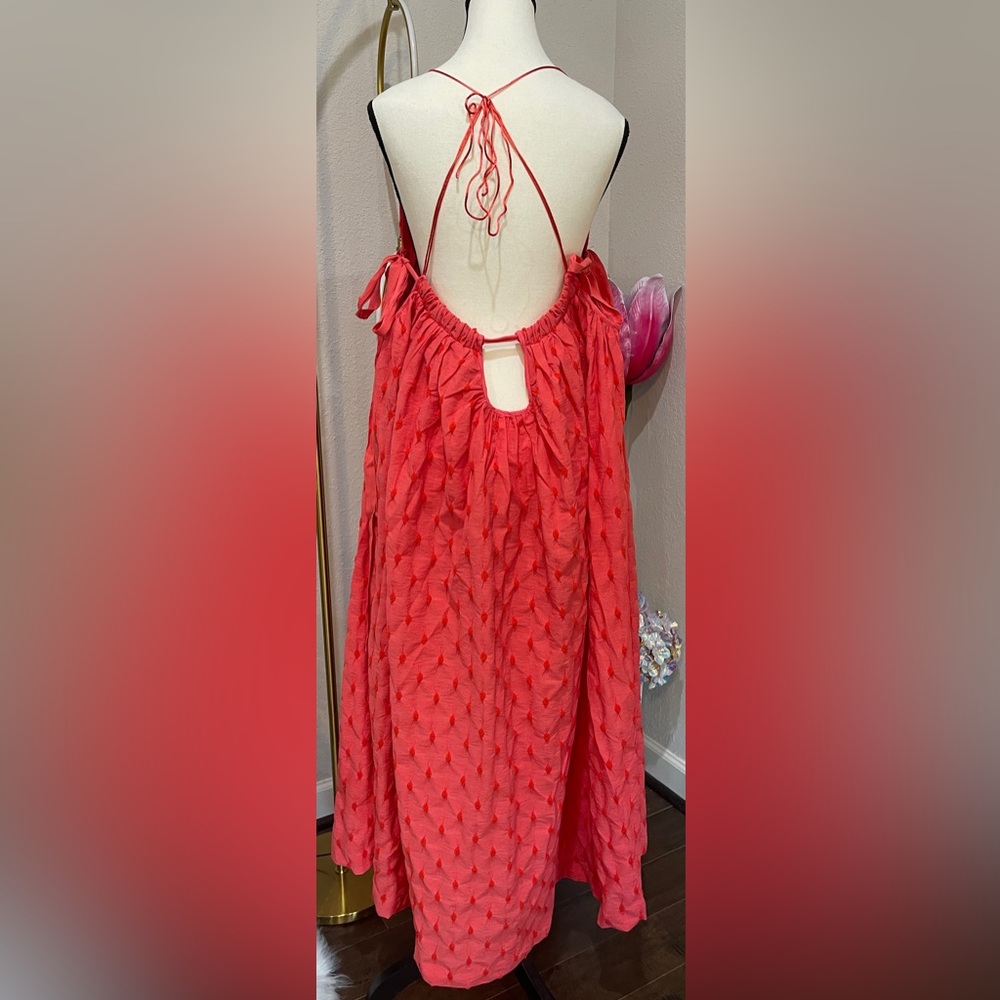 FREE PEOPLE Primmy Midi Dress Ice Coral Size Large New With Tags - Picture 9 of 9